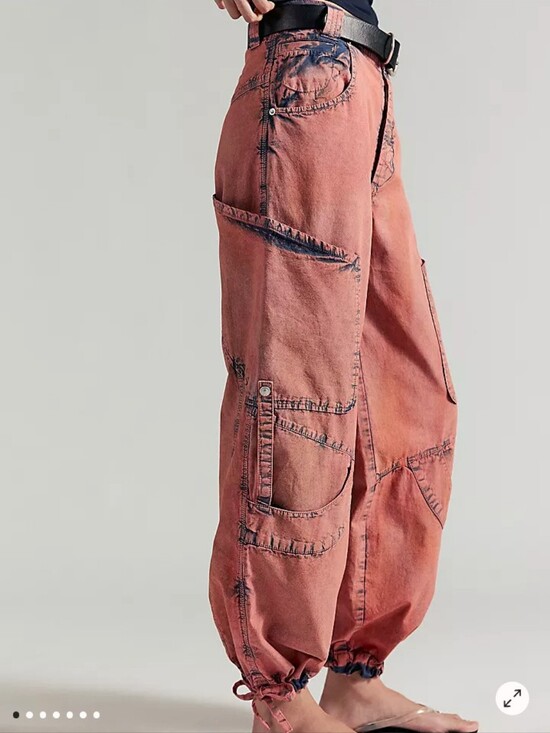 We The Free Pants - NWOT: FREE PEOPLE "WE THE FREE"; JUNIPER SLOUCHY CARGO PANT, LINEN-BLEND.